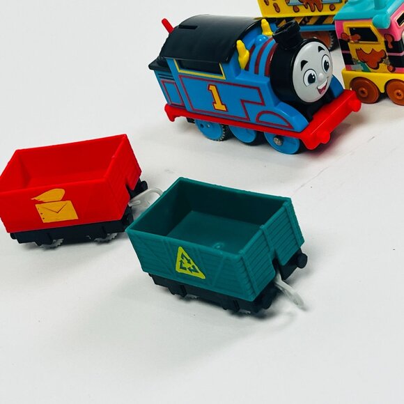 Thomas & Friends Mini Train Toy 4 Colorful Characters Engines & 2 Train Cars - Picture 2 of 9
